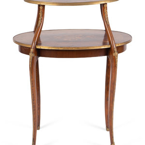 Appraisal: A Louis XVI Style Marquetry Two Tier Side Table with