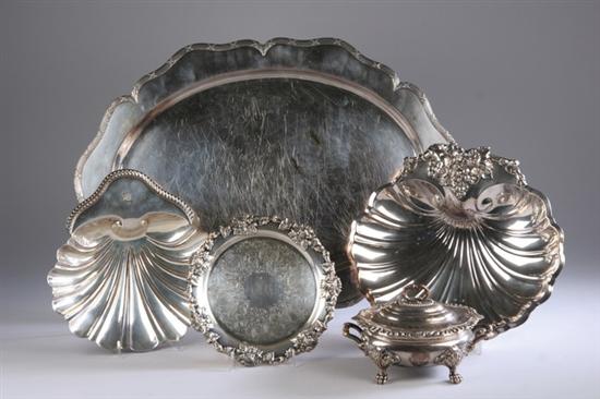 Appraisal: FIVE SHEFFIELD PLATED AND SILVER PLATED TABLE ITEMS William IV