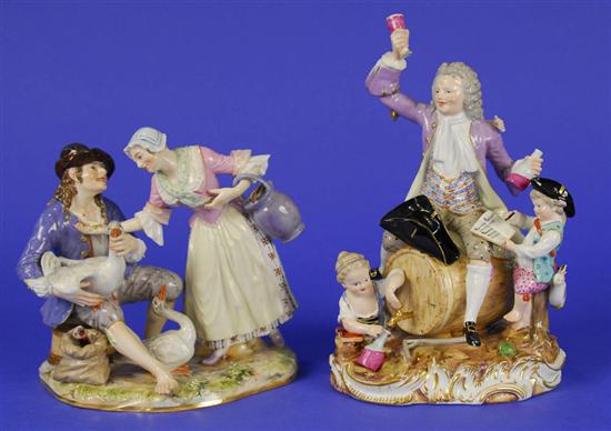 Appraisal: TWO MEISSEN PORCELAIN FIGURAL GROUPS late th century including a