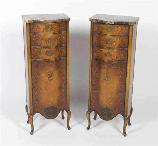 Appraisal: A Pair of American Painted Side Cabinets Tauber Brothers Chicago