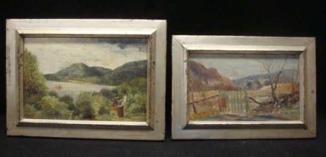 Appraisal: MOSKOWITZ Ira Two Oils on Board Landscapes Each signed with