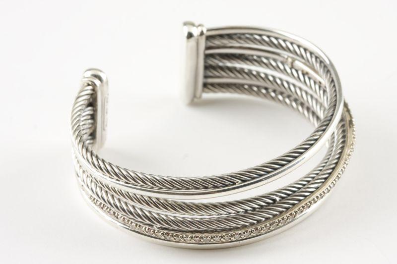 Appraisal: Diamond and Sterling Silver Cuff David Yurman consisting of wires