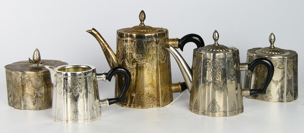 Appraisal: DECO PERIOD PIECE ENGLISH EP SILVER TEA SET To include