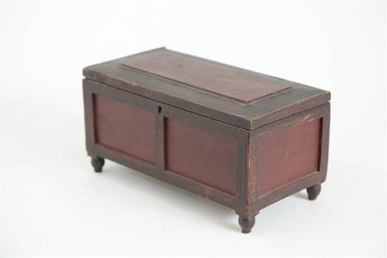 Appraisal: DECORATED MINIATURE BLANKET CHEST Illegibly signed on the lid attributed