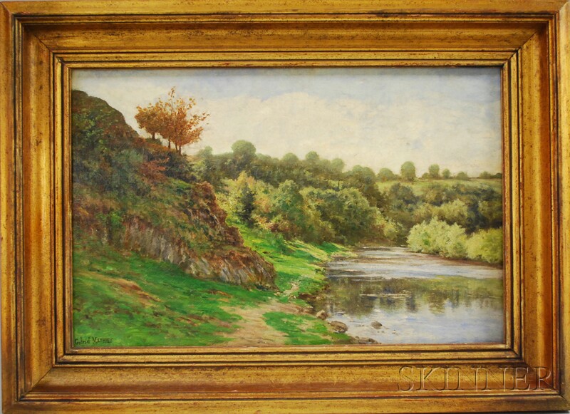 Appraisal: Gabriel Mathieu French - On the Riverbank Signed Gabriel Mathieu