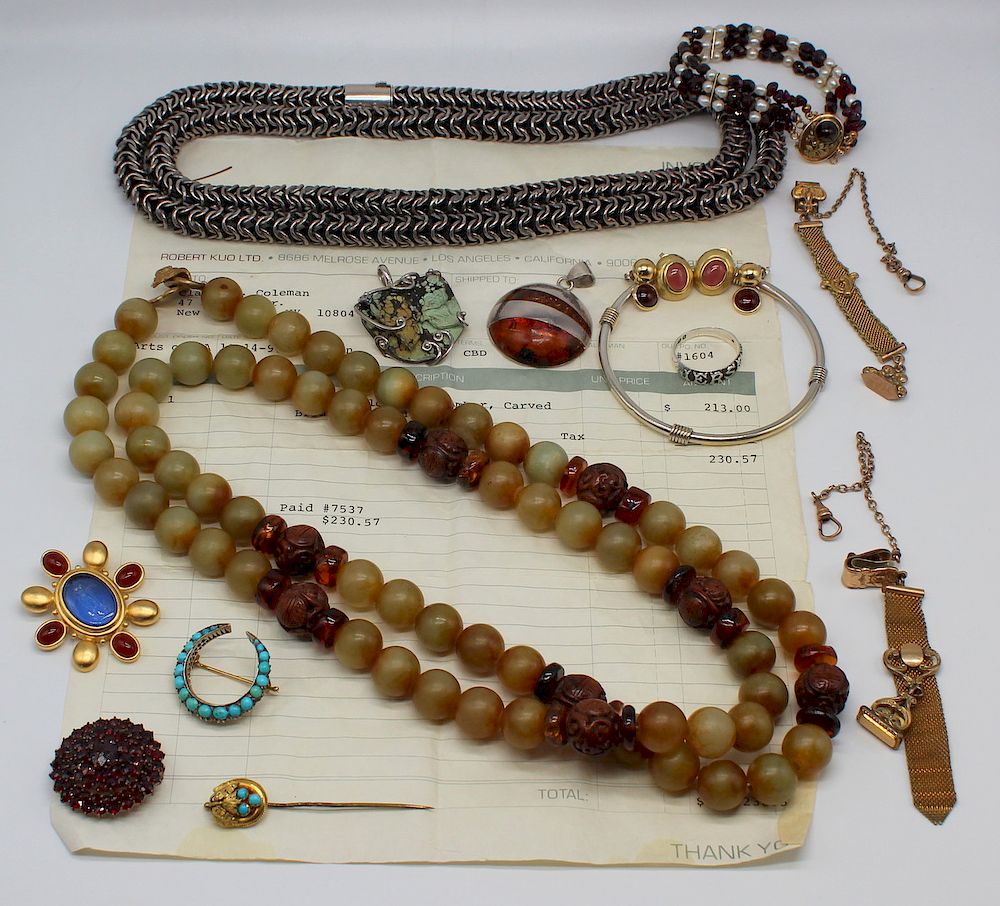 Appraisal: JEWELRY Assorted Grouping of Gold and Silver Includes a beautifully