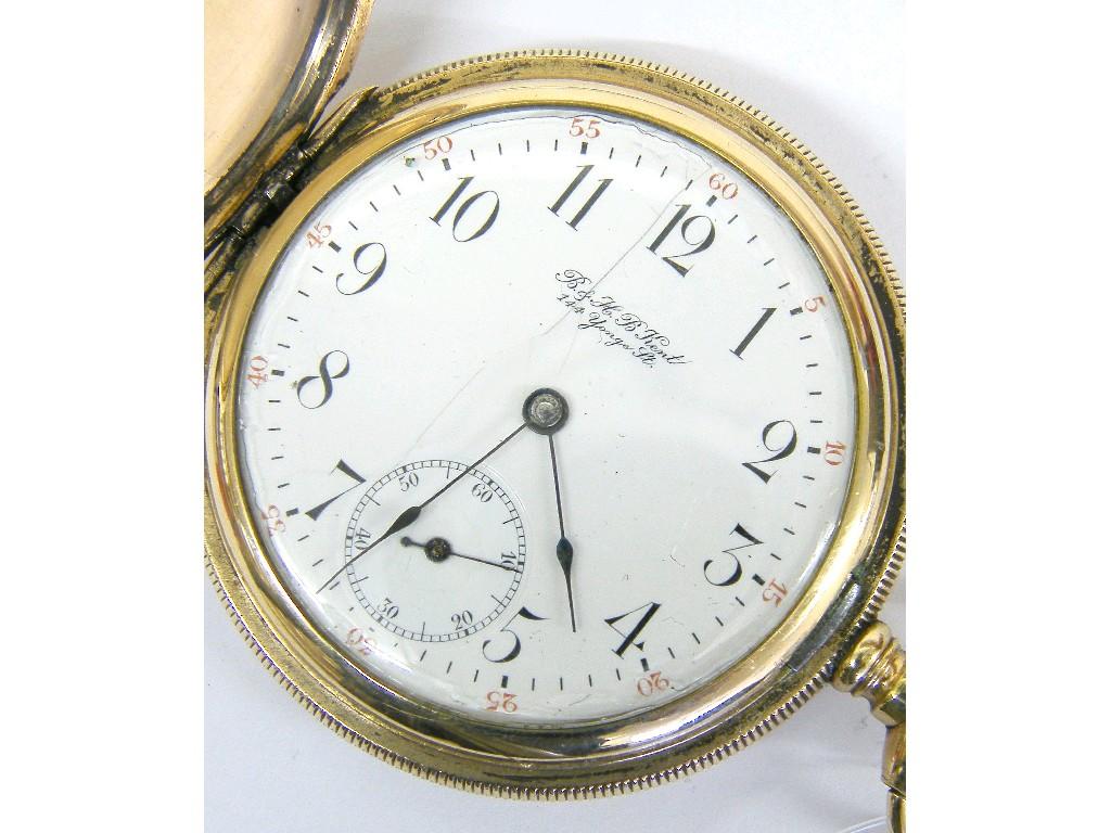 Appraisal: Swiss gunmetal calendar lever pocket watch the dial with subsidiary