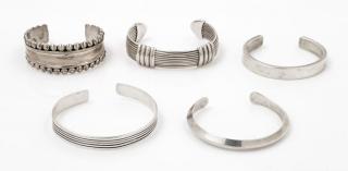 Appraisal: A Collection of Sterling Silver Cuff Bracelets dwts A Collection