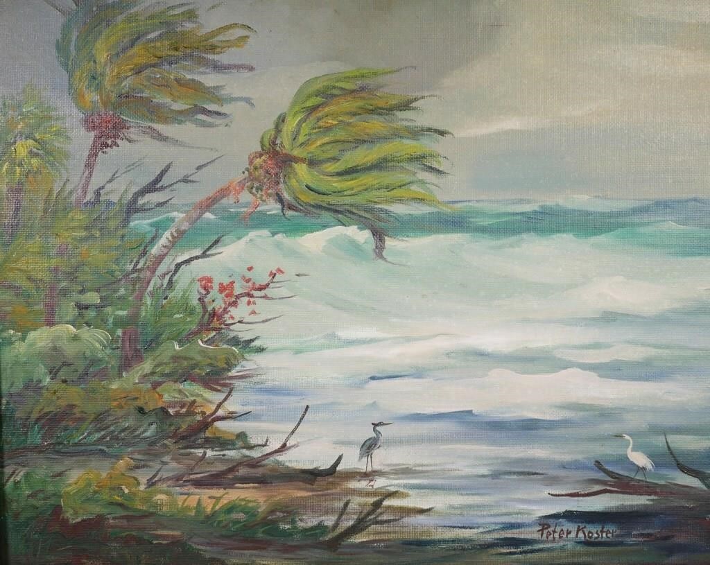 Appraisal: Oil on board painting of a Florida view of the