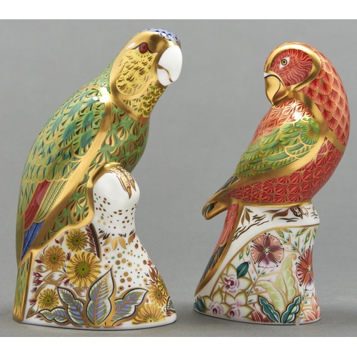 Appraisal: Two Royal Crown Derby Amazon Green Parrot and Lorikeet paperweights