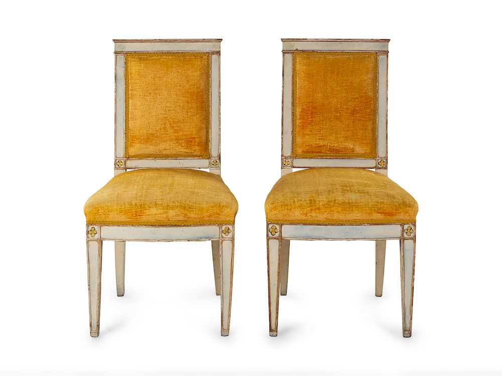 Appraisal: A Pair of Louis XVI Painted Side Chairs A Pair