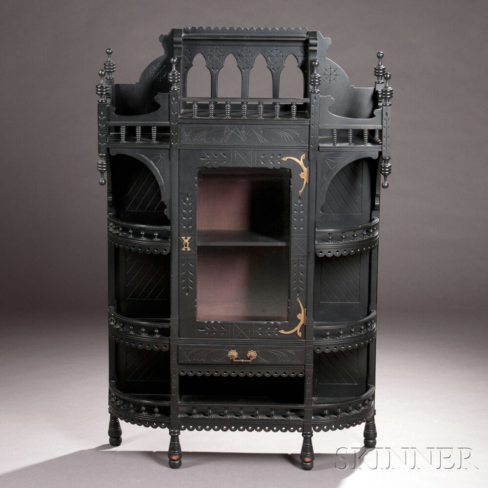 Appraisal: Aesthetic Movement Ebonized Cabinet late th century the gallery with