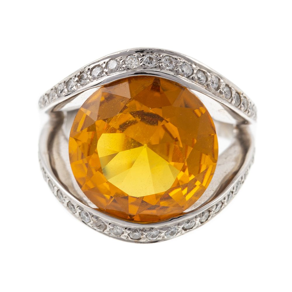 Appraisal: A Modern K Citrine Diamond Ring K white gold modern