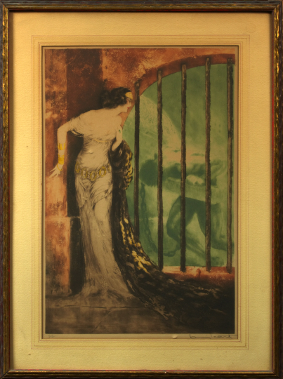 Appraisal: Louis Icart French - Dalila hand-colored etching sight x signed