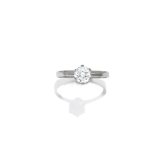 Appraisal: DIAMOND RING Vienna White gold Elegant solitaire model with a