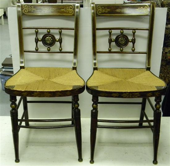 Appraisal: Pair th C side chairs curved backs with gilt accents