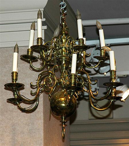 Appraisal: Dutch Baroque Style Brass Twelve-Light Chandelier Estimate nbsp nbsp nbsp