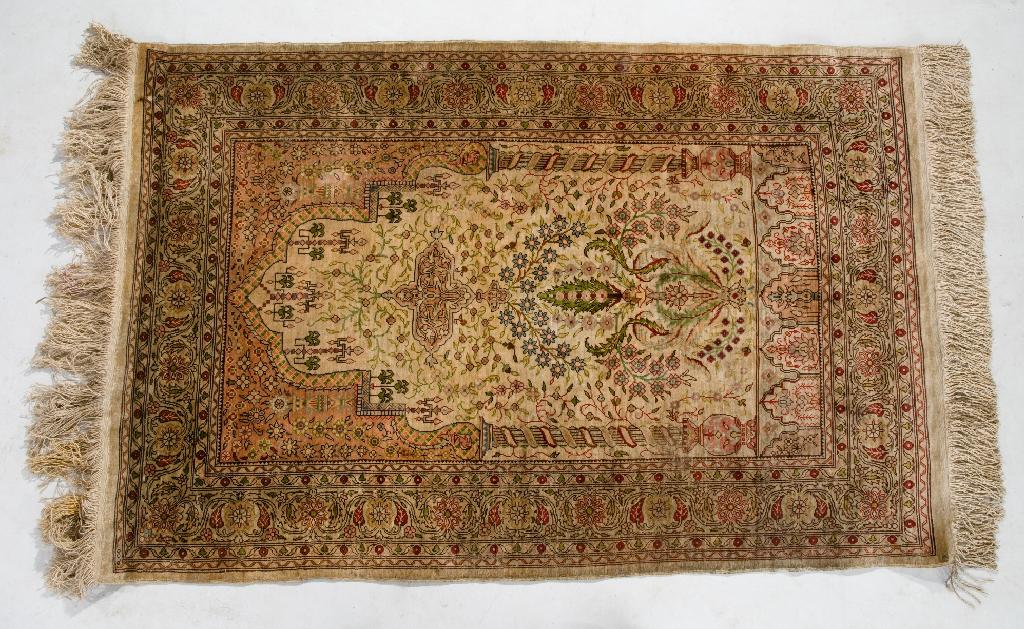 Appraisal: ORIENTAL SILK PRAYER RUG m by m -