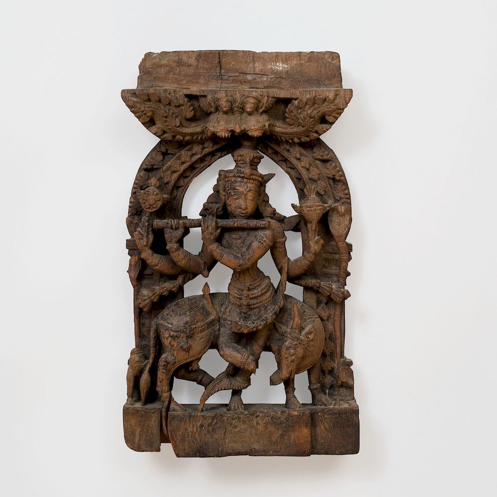 Appraisal: Indian Carved Wood Model of Venugopala x x in Note