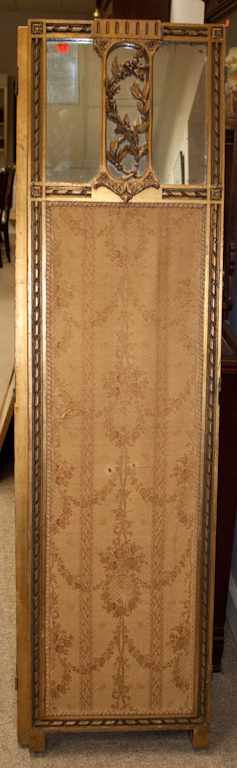 Appraisal: Rococo style giltwood and fabric three-panel room screen Estimate -