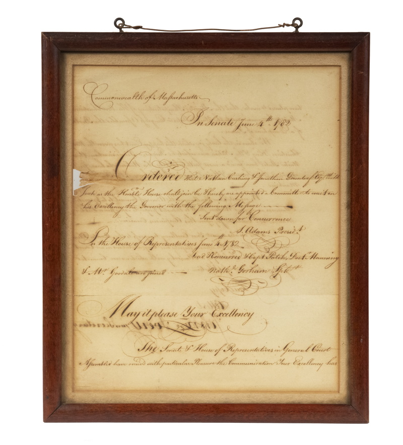 Appraisal: DOCUMENT COMMONWEALTH OF MASSACHUSETTS ON THE BIRTH OF THE DAUPHINE