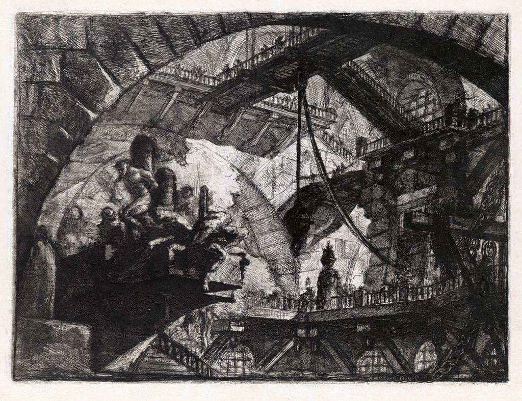 Appraisal: GIOVANNI B PIRANESI Prisoners on a Projecting Platform Etching engraving