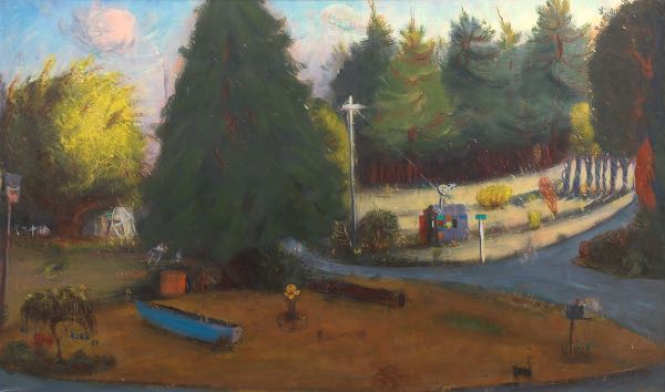 Appraisal: GREGORY CRANE AMERICAN B x Sharon's Backyard Oil on canvas