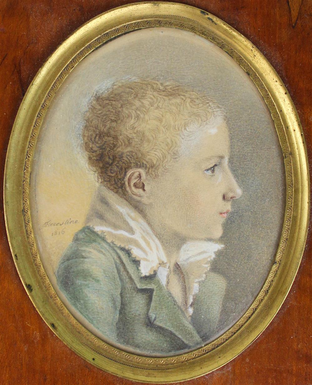 Appraisal: FLORESTINE FRENCH TH TH CENTURY PROFILE OF A YOUNG BOY