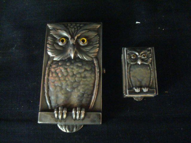 Appraisal: c Owl Silver Cigarette and Match Cases signed Louis Kuppenheim