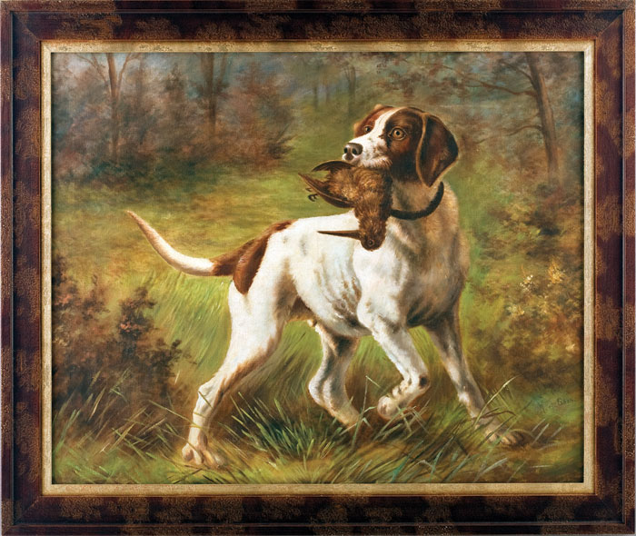 Appraisal: SETTER WITH WOODCOCK Oil on canvas x inches Signed quot