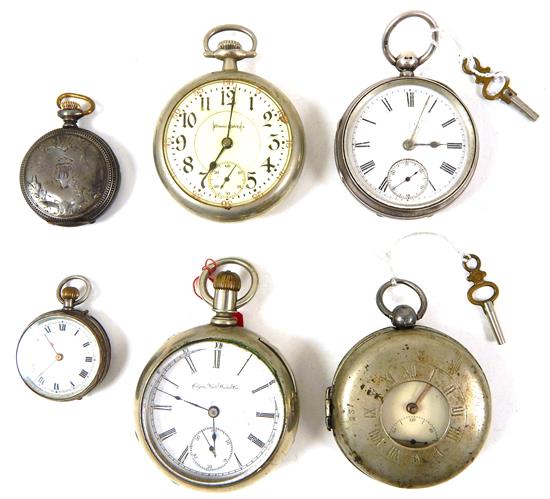 Appraisal: JEWERLY Six antique pocket watches five open face and one