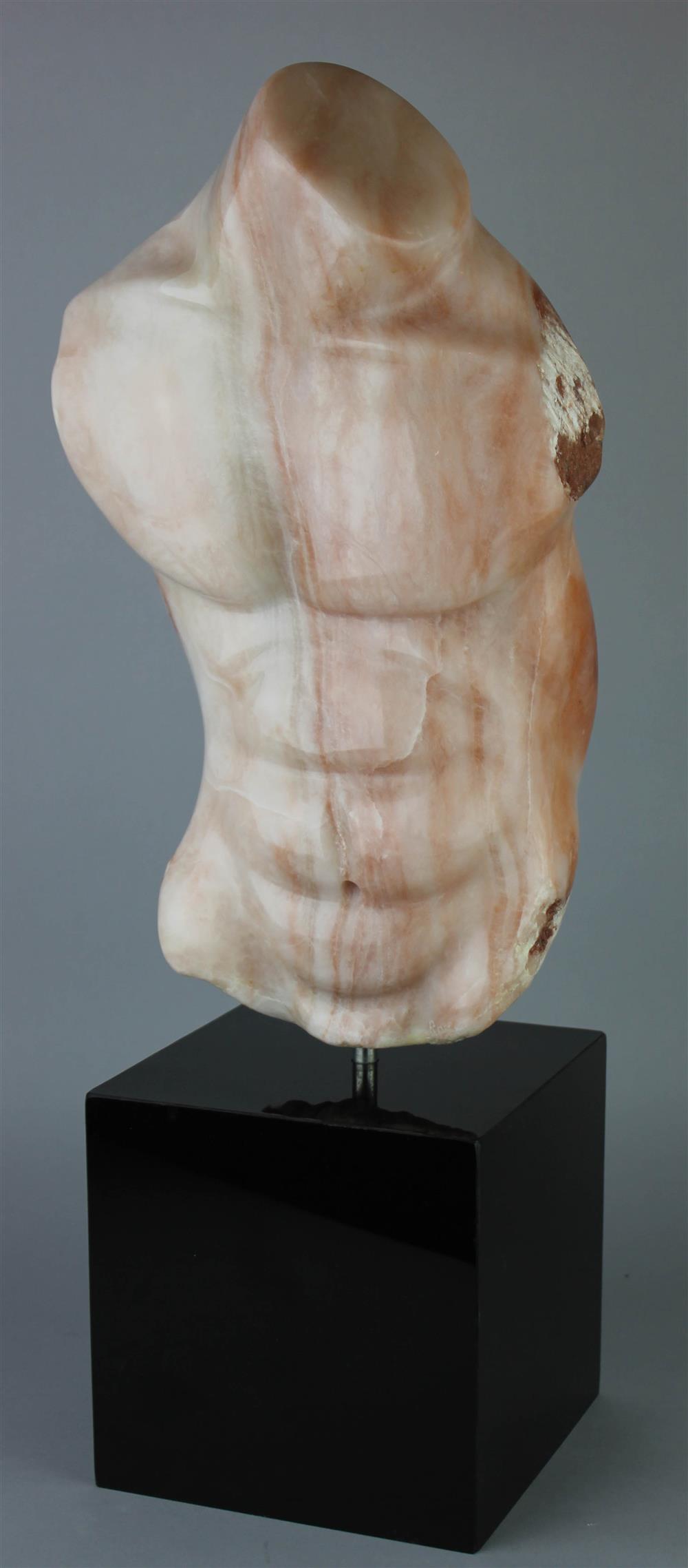 Appraisal: PINK ALABASTER MALE TORSO BY BRYAN ROSS TH CENTURY Ross