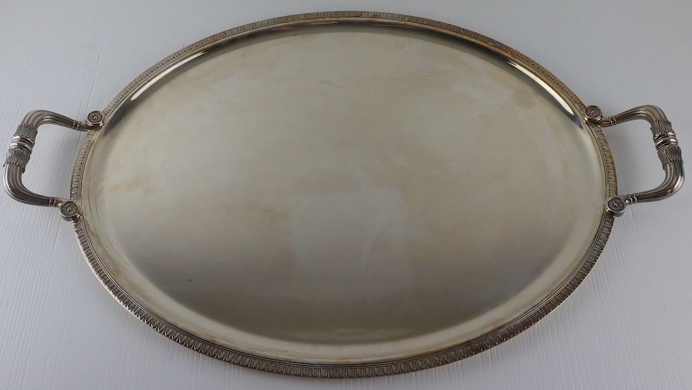 Appraisal: SILVERPLATE Christofle Silverplate Serving Tray Christofle silverplate serving tray with