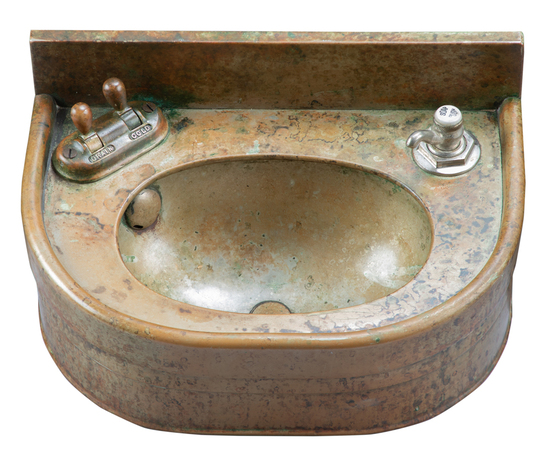 Appraisal: Very desirable vintage brass Rail Road Caboose Sink with three