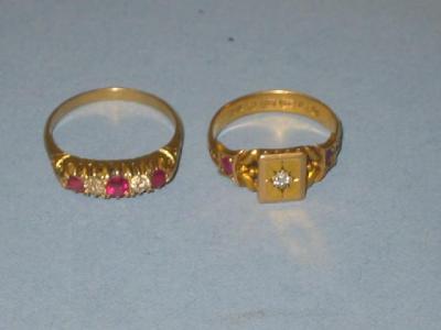 Appraisal: A VICTORIAN RUBY AND DIAMOND FIVE STONE RING the alternating