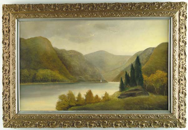 Appraisal: UNSIGNED American th Century HUDSON RIVER SCENE Large oil on