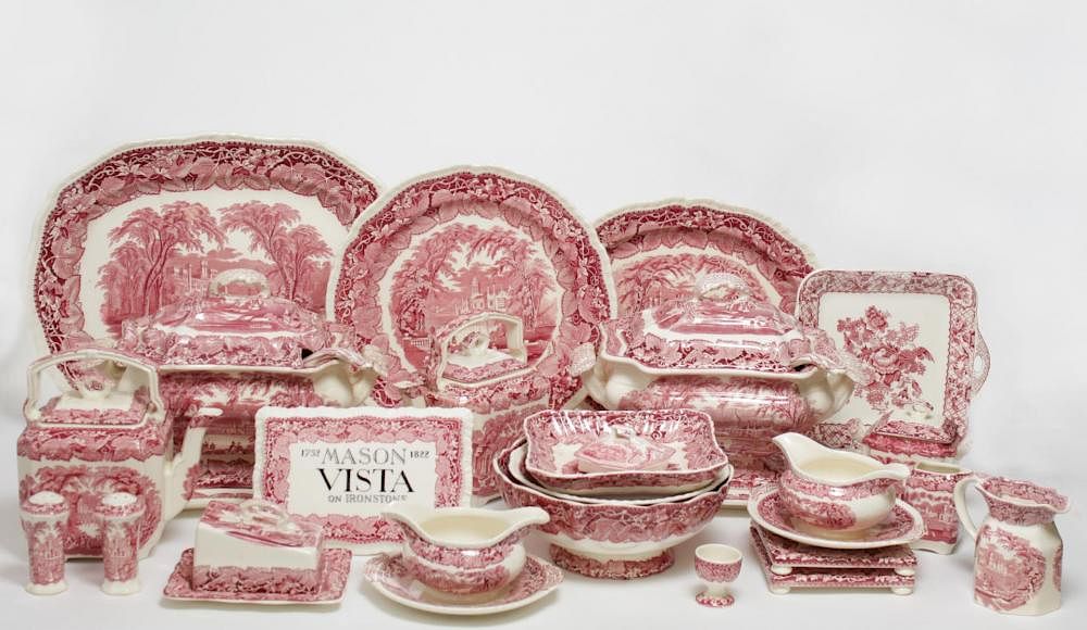 Appraisal: Royal Mason Vista China Serving Dishes Assembled Royal Mason Vista