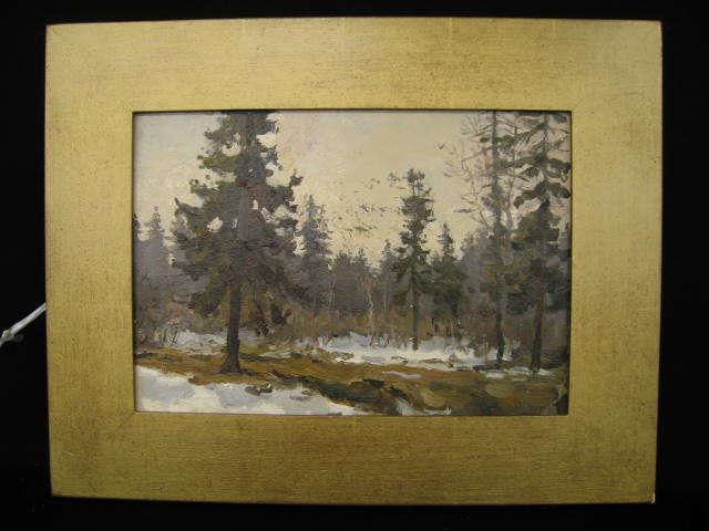 Appraisal: Leonid Petrovich Baikov Russian Oil Landscape with Trees image area