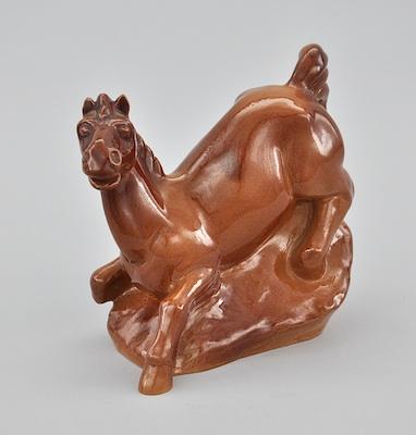 Appraisal: Glazed Terracotta Horse Signed Louis Squitieri The molded form of