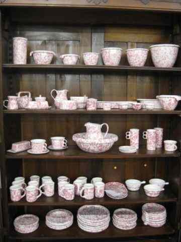 Appraisal: pcs Bennington Pottery Pink SpongewareDinnerware includes lots of servers mixing