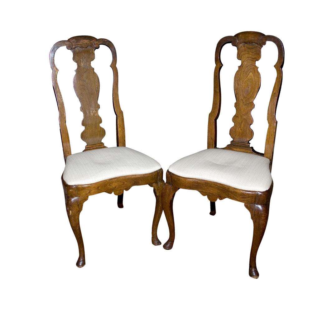 Appraisal: Set of Four Queen Anne Style Walnut Side Chairs