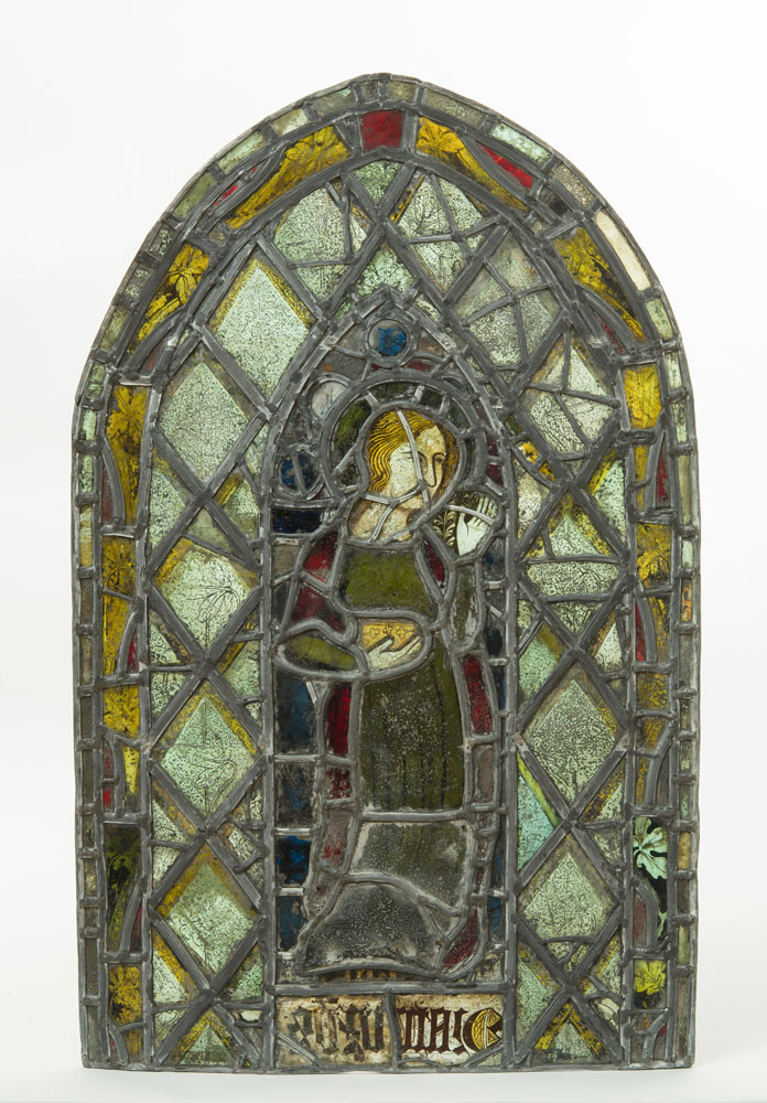 Appraisal: RENAISSANCE LEADED AND SATINED GLASS LANCET WINDOW PANEL x in