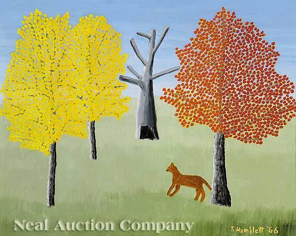 Appraisal: Theora Hamblett American Mississippi - Dog in the Woods oil