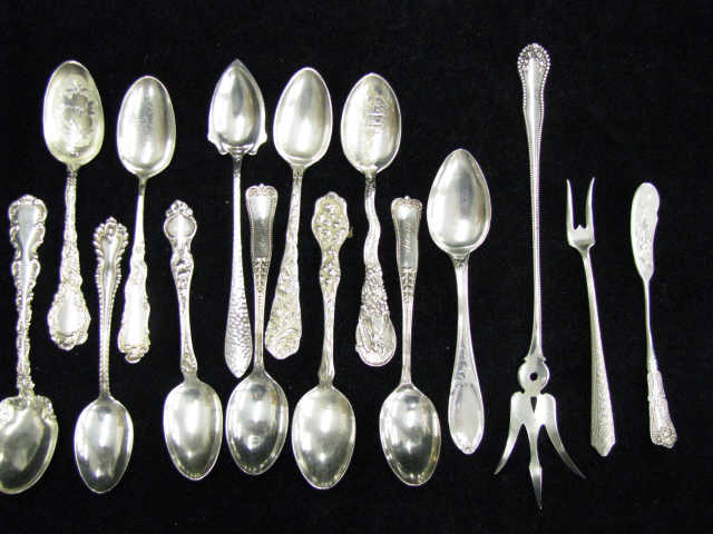 Appraisal: Pc Estate Silver Lot sterling coin silver mostly spoons including