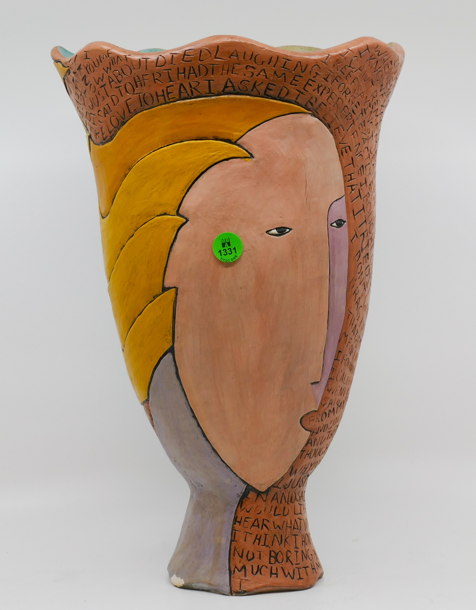 Appraisal: Sandra Zeiset Richardson Ceramic Woman Vessel '' - Some edge