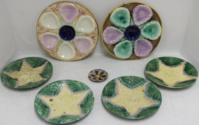 Appraisal: SEVEN PIECES OF TH CENTURY MAJOLICA TO INCLUDE FOUR GRIFFIN