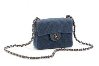 Appraisal: Chanel Quilted Denim Mini Classic Square Flap Bag Chanel French