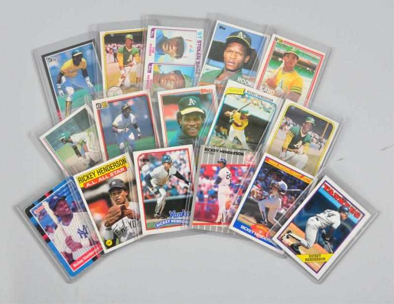 Appraisal: Lot of Rickey Henderson Baseball Cards Description Companies include Topps