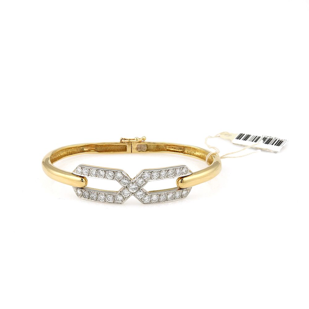 Appraisal: K Yellow Gold Diamond Bangle Bracelet k yellow gold bangle