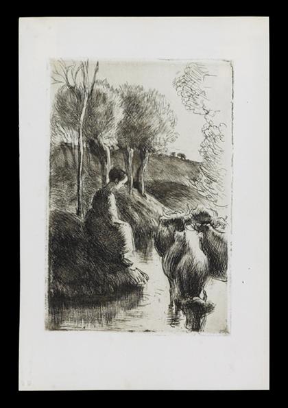 Appraisal: CAMILLE PISSARRO french - VACH RE AU BORD DE L'EAU